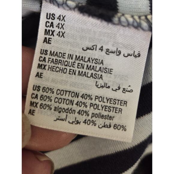 New Karen Scott Womens 4x Henley Blue White Stripe Long Sleeve Core Cotton Poly - Picture 7 of 7